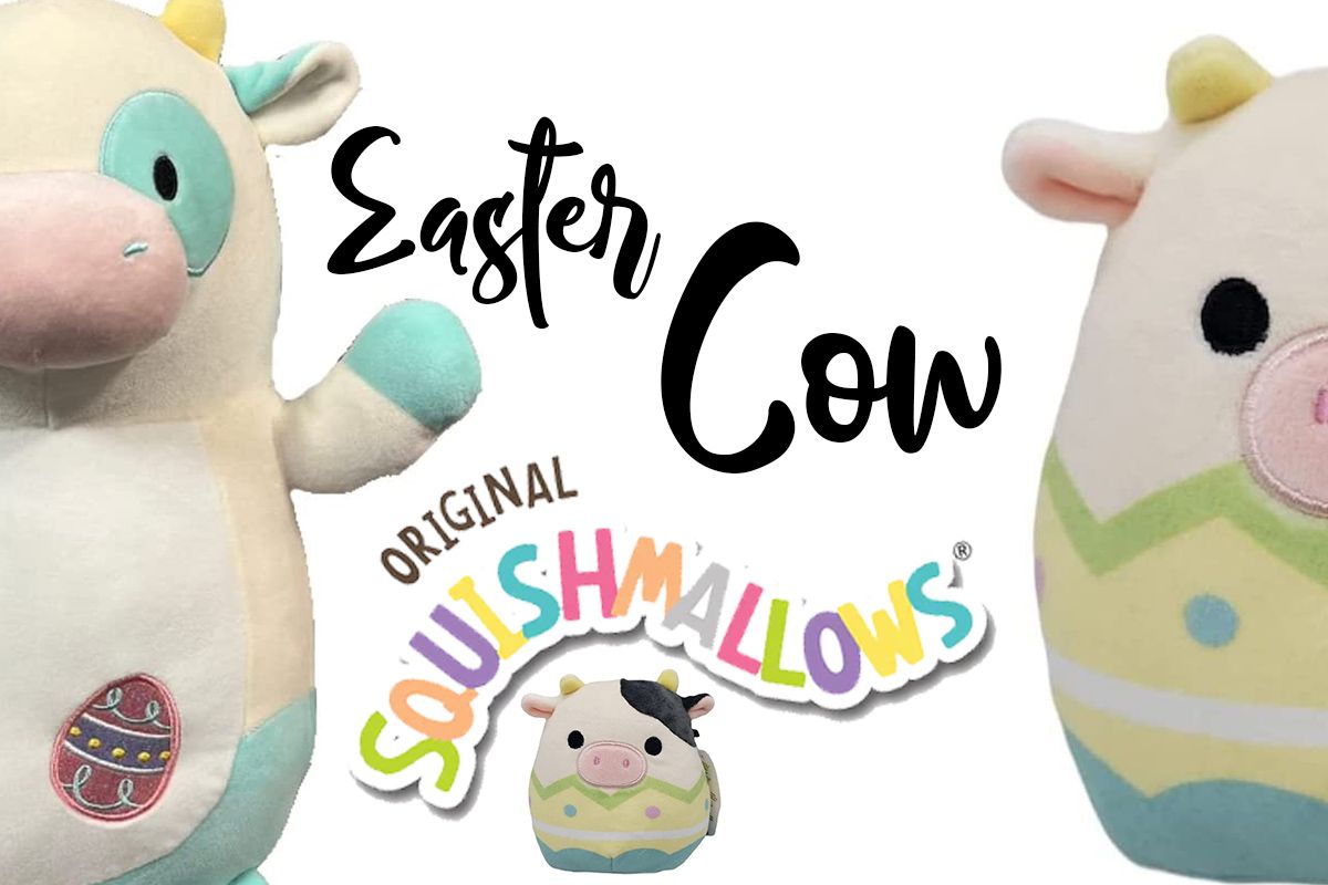 Easter Cow Squishmallow: Hop Into Spring with these 2! Connor the Cow Included!